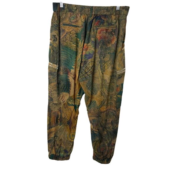 Desigual Boho Floral Cargo Jogger Pants Multicolor Tapestry Print – Size XL - Picture 3 of 11